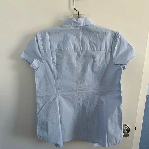 NWT Gap Kids Button Down Light Blue Cotton stretchy shortsleeved Shirt 14/16 XXL - Picture 2 of 5